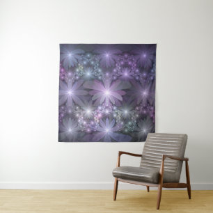 Bed van Flowers Trendy Shiny Abstract Fractal Art Wandkleed