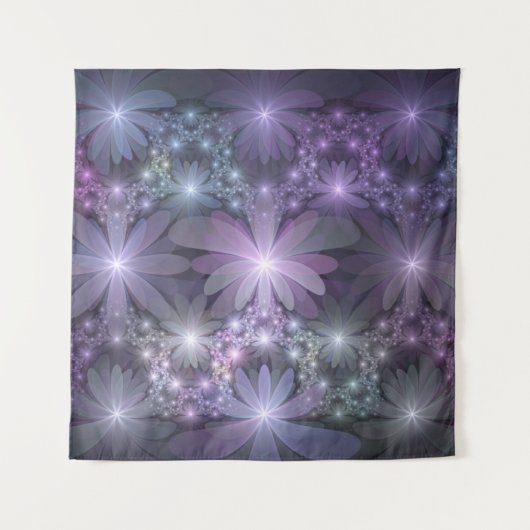 Bed van Flowers Trendy Shiny Abstract Fractal Art Wandkleed (Voorkant)