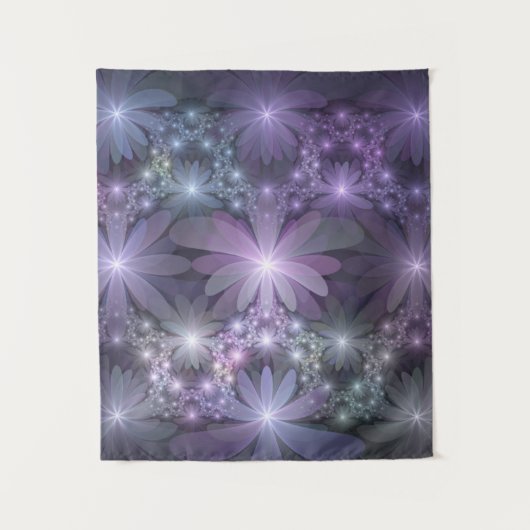 Bed van Flowers Trendy Shiny Abstract Fractal Art Wandkleed (Voorkant)