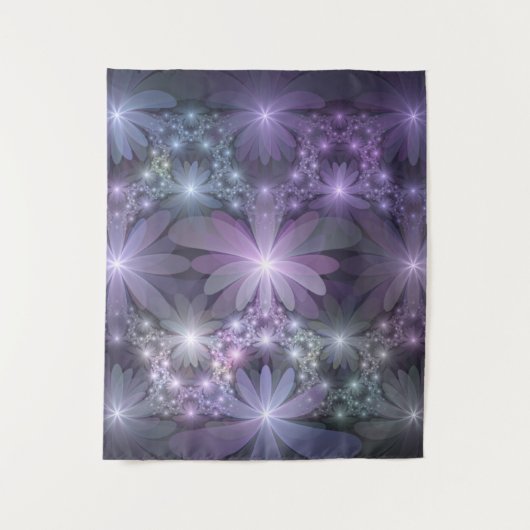 Bed van Flowers Trendy Shiny Abstract Fractal Art Wandkleed (Voorkant)