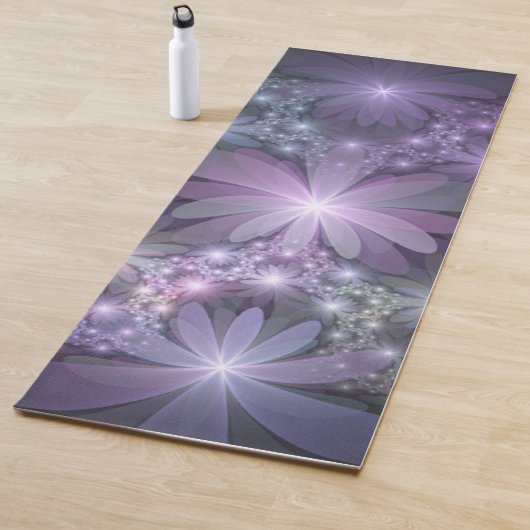 Bed van Flowers Trendy Shiny Abstract Fractal Art Yogamat (In situ)