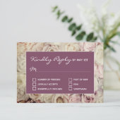 Bed van Rozen en Amaranth Pink RSVP-kaarten RSVP Kaartje (Staand voorkant)