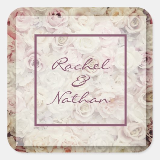 Bed van Rozen Wedding Favor Stickers (Voorkant)