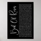 Bed van Rozen zwart Script-lied lyrische druk Poster (Voorkant)