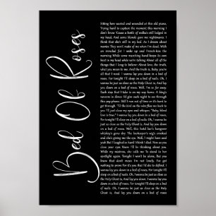 Bed van Rozen zwart Script-lied lyrische druk Poster