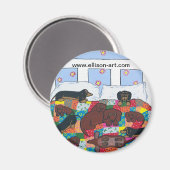 Bed vol met teckels magneet (Voorkant / Achterkant)