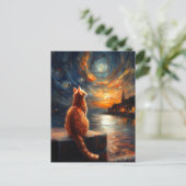 Bedaagde Gemberkat | Sterrennachtelijke Hemel Briefkaart (Staand voorkant)