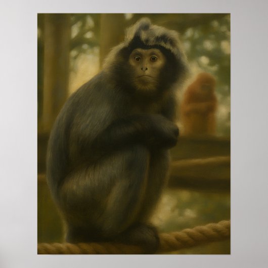 Bedaardelijke Aap – Serene Natuurkunst Poster (Voorkant)