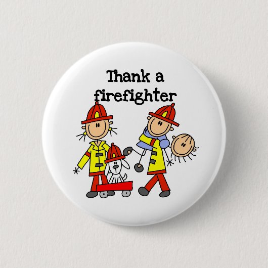 Bedank een brandweerman ronde button 5,7 cm (Voorkant)