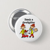 Bedank een brandweerman ronde button 5,7 cm (Voorkant /achterkant)