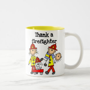 Bedank een brandweerman tweekleurige koffiemok