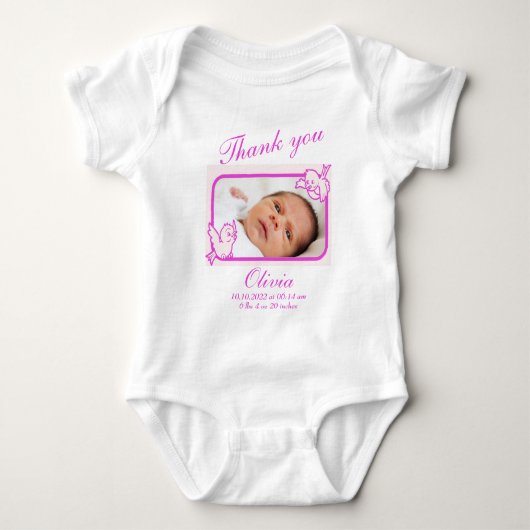 Bedank Geboorteaankondiging foto Romper (Voorkant)