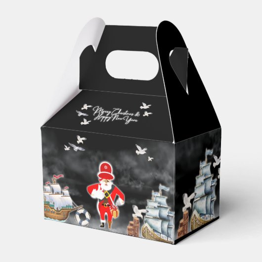 Bedank je bemanning met Pirate Santa Party schatte Bedankdoosjes (Voorkant Zijde)