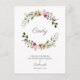 Bedank je beste vrienden Bloemenkrans in Rood & Ro Briefkaart