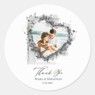 *~* BEDANK JE Hart ephemera AR18 Elegant Wedding Ronde Sticker