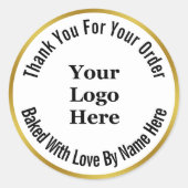 Bedank je zwart wit gouden bakkerij je Logo hier Ronde Sticker (Voorkant)