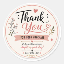 Bedank Sticker – Elegante Roze Bloemen