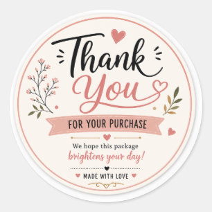 Bedank Sticker – Elegante Roze Bloemen