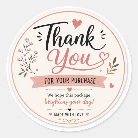 Bedank Sticker – Elegante Roze Bloemen (Voorkant)