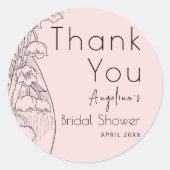 Bedank sticker voor bruidsfeest. (Voorkant)