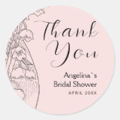 Bedank sticker voor bruidsfeest. (Voorkant)