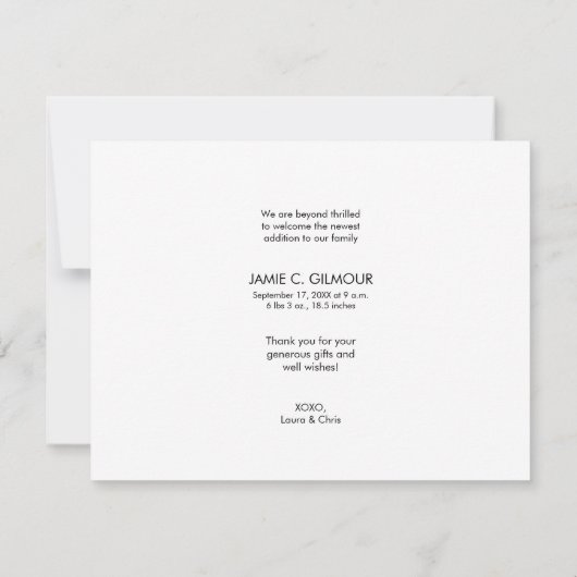 BEDANK U aangepaste Baby-foto Aankondiging (Achterkant)