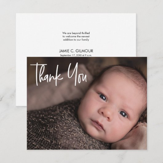 BEDANK U aangepaste Baby-foto Aankondiging (Voorkant / Achterkant)