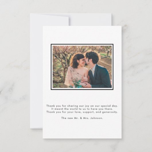 BEDANK U Gold 2 Foto zwart-wit huwelijk Bedankkaart (Achterkant)
