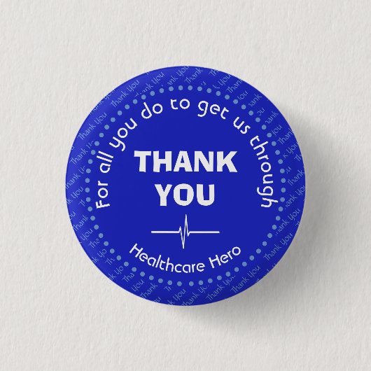 BEDANK U HARTELIJK VOOR HERO BLUE RONDE BUTTON 3,2 CM (Voorkant)