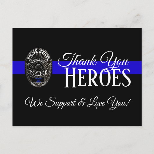 BEDANK U HIERBIJ IN BLAUWE SUPPORT POLICE BRIEFKAA BRIEFKAART (Voorkant)