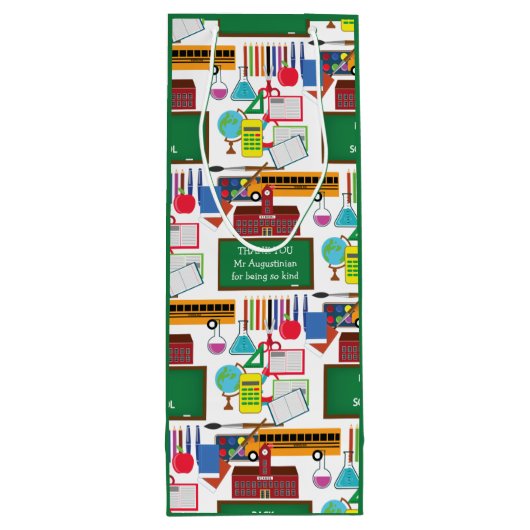 BEDANK U Leerlerarenwaardering schoolGROEN Wijn Cadeautas (Achterkant)