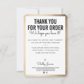 BEDANK U VOOR UW ORDERglazen gouden rand invoegen Bedankkaart (Voorkant)