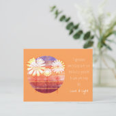 Bedankbericht met bloemen en zonsondergang ansicht briefkaart (Staand voorkant)