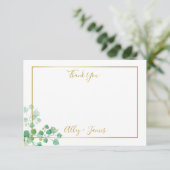 Bedankbrief met klimopblad en gouden rand bedankkaart (Staand voorkant)