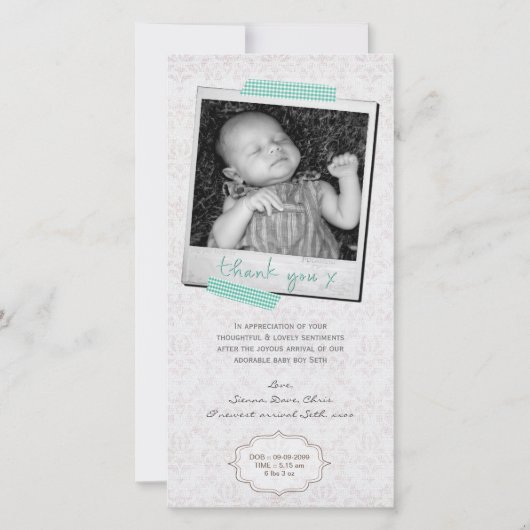 Bedankbriefje Jongen Blauwe Washi Tape Bedankkaart (Voorkant)