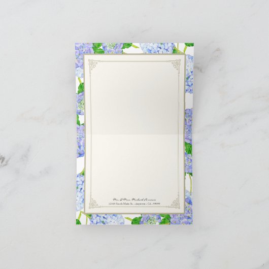 Bedankbriefjes Blauwe Hortensia Kantwerk Bloemig F Bedankkaart (Binnen)