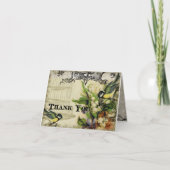 Bedankbriefjes - Gele Zangvogel Kooi Bloemen Bedankkaart (Voorkant)