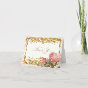 Bedankbriefjes Parisiaans Antiek Roze Landhuis Bedankkaart