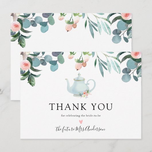Bedanken voor Bruidsfeest Theetijd Bedankkaart (Voorkant / Achterkant)