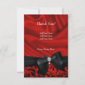 Bedankfeest Rood Damast Zwart Wit Bedankkaart (Achterkant)