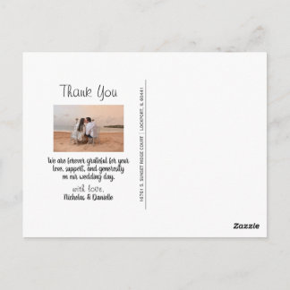 Bedankings Huwelijksansichtkaart Briefkaart