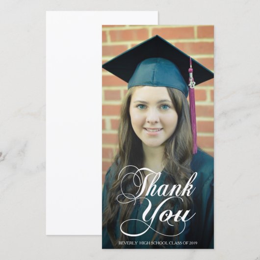 Bedankingscript-overlay afstudeerkaartjes foto's bedankkaart (Voorkant / Achterkant)