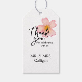 Bedankingskaartje - Mauve Waterverf Bloem Cadeaulabel