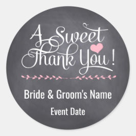 Bedankingssticker voor bruiloften en feesten ronde sticker