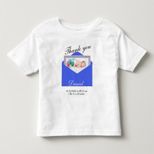 Bedankje Geboorteaankondiging foto Kinder Shirts (Voorkant)