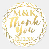 Bedankje Gouden Monogram Trouwsticker Ronde Sticker (Voorkant)