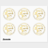 Bedankje Gouden Monogram Trouwsticker Ronde Sticker (Vel)