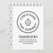 Bedankje Minimalist Modern 1e verjaardag Kaart (Voorkant / Achterkant)