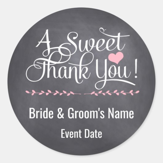 Bedankje sticker voor huwelijken en bruiloften (Voorkant)