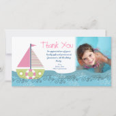 Bedankje Zeilboot Verjaardagsfeestje Fotokaart Bedankkaart (Voorkant)